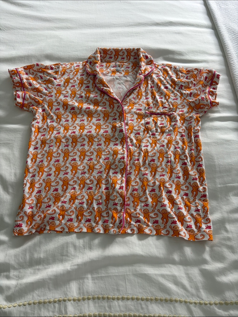 Roller Rabbit Orange Monkey PJ Top S
